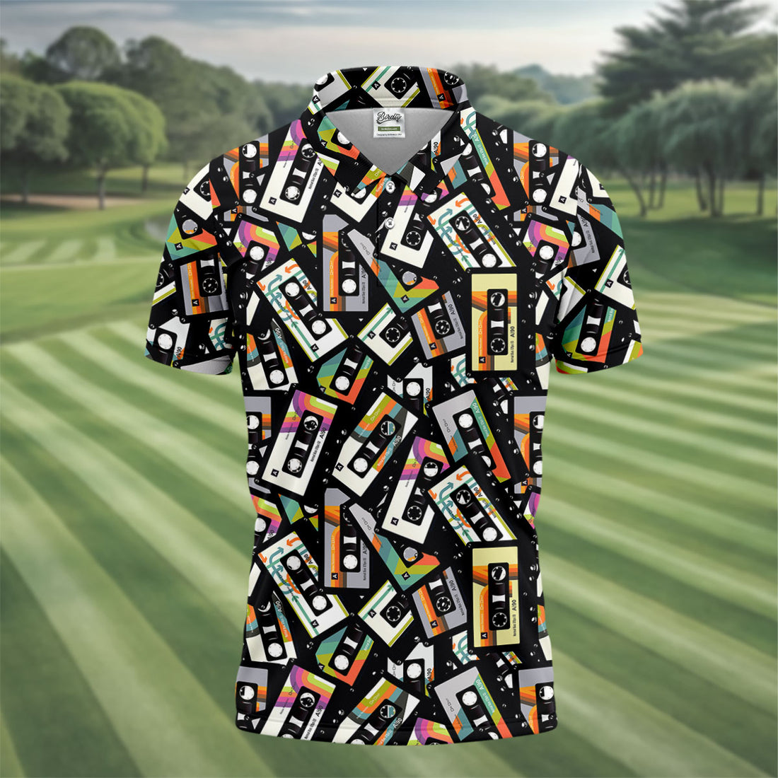 Retro Cassette Tape Hawaiian Golf Shirt, Men's Golf Shirt, Polo Shirts For Men