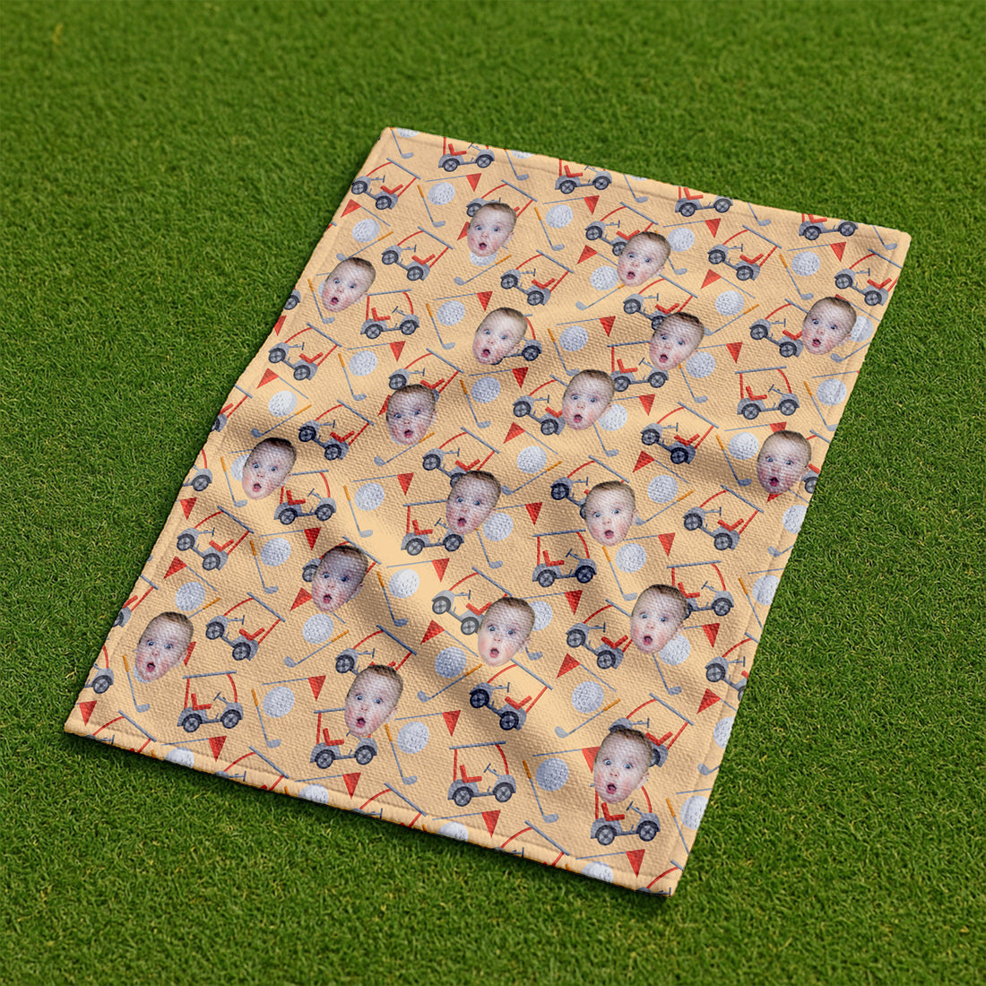 Custom Kids Face Golf Towe Small Funny Golf Towel, Golf Rag, Dad Golf Gifts