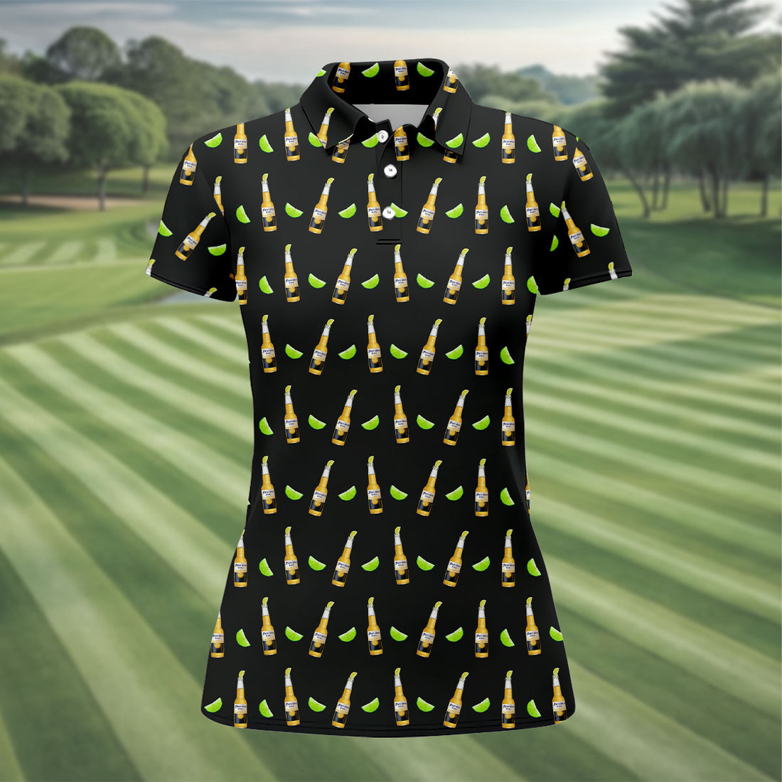 Fore-ona Extra Find Your Fairway Beer And Lime Fun Women's Golf Shirts, Ladies Golf Shirts