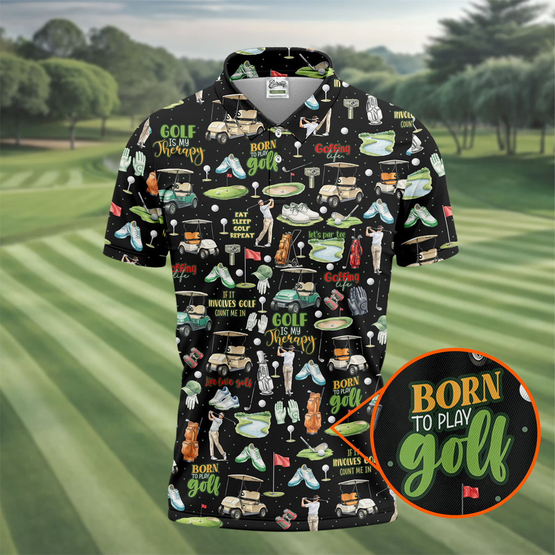 Born To Play Golf Let's Par Tee Black Golf Shirt, Men's Funny Golf Shirts, Golf Shirts For Men, Polo For Men