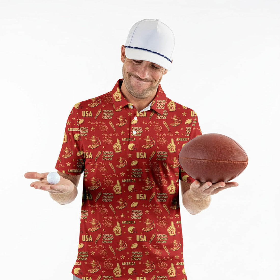 Cowboy Football American Patriotism Red And Gold Sport Polo, American Football League Gift Ideas For Football Fans