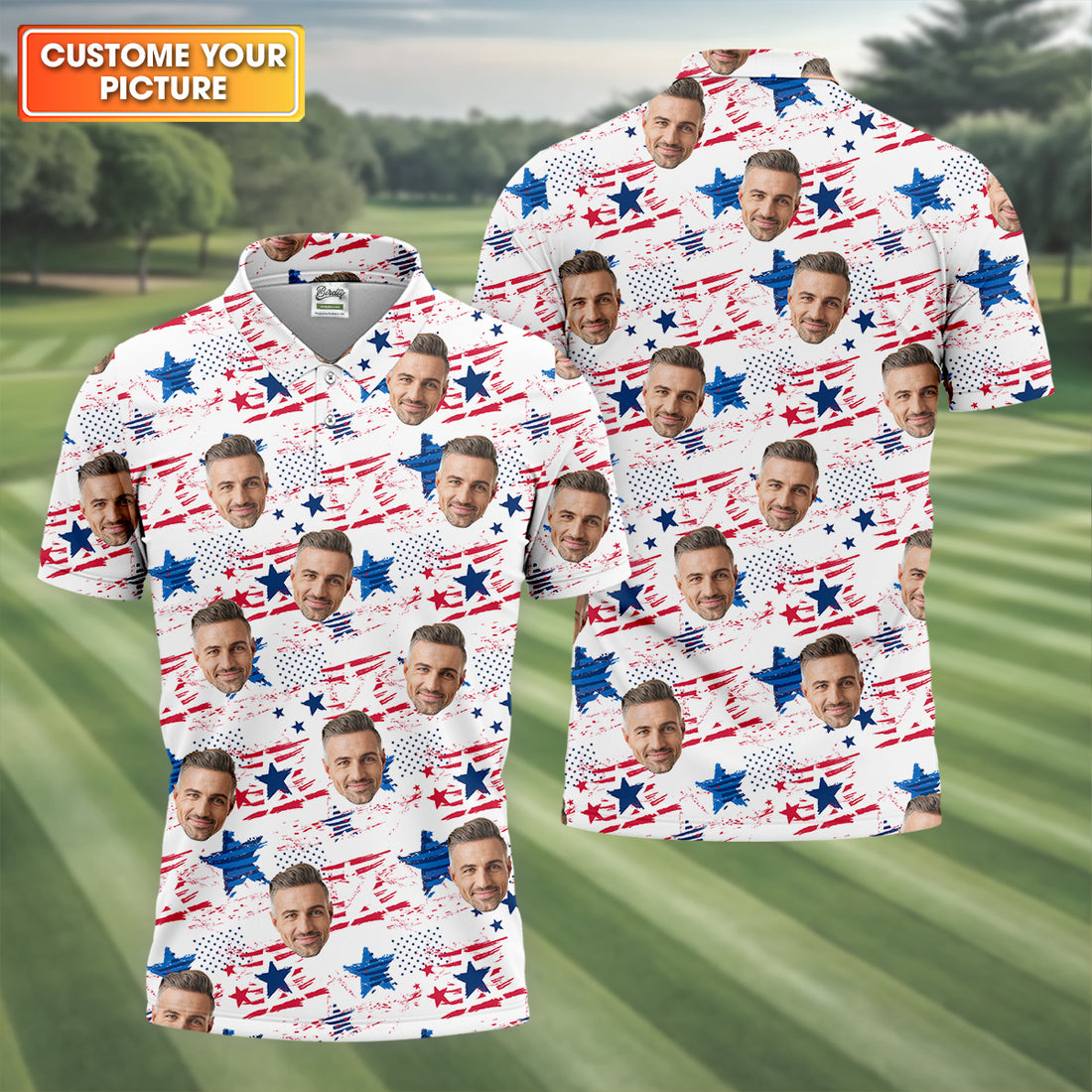 Custom Independence Day Shirt, Custom Face Shirt, Funny Fourth Of July Shirts, Funny Golf Polo Shirt