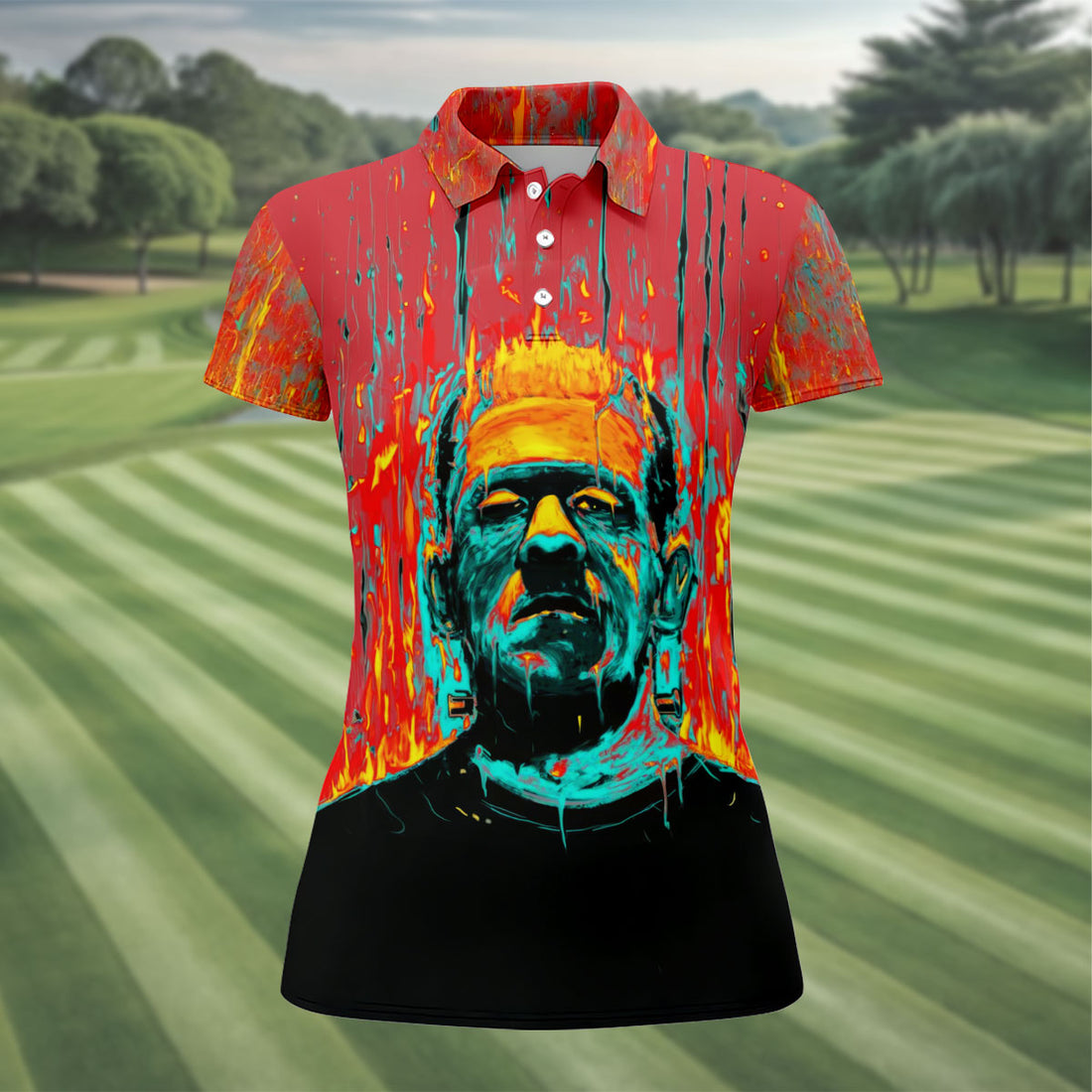 Horror Character Halloween Polo Shirt, Hawaiian Golf Shirt, Golf Tops For Women