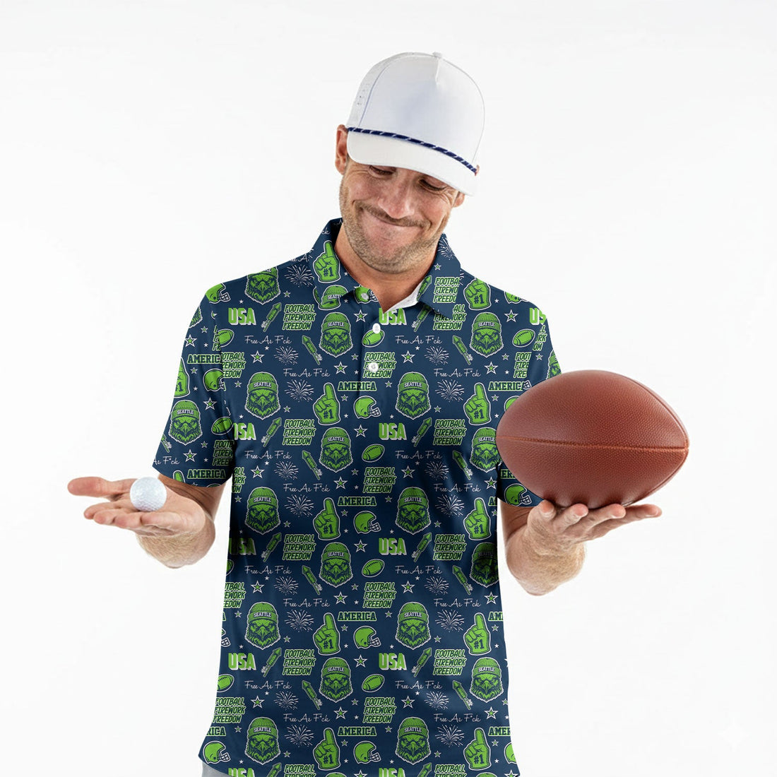 Osprey Head Sea Hawk Navy Green Sport Polo, American Football League Gift Ideas For Football Fans