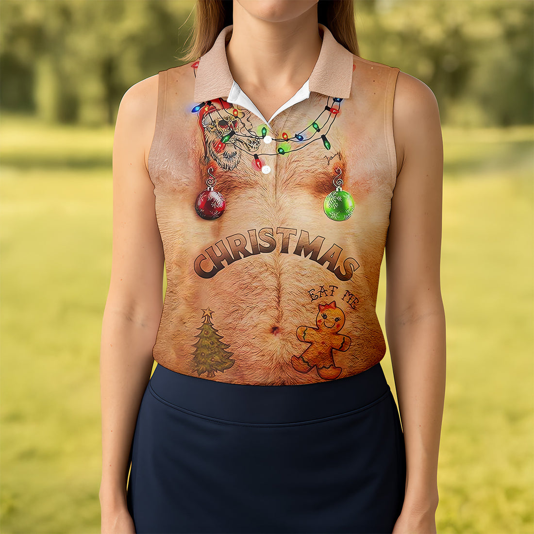 Eat Me Funny Christmas Golf Shirt, Fun Women's Golf Shirts, Unique Gift For Golfer, Ladies Golf Polos