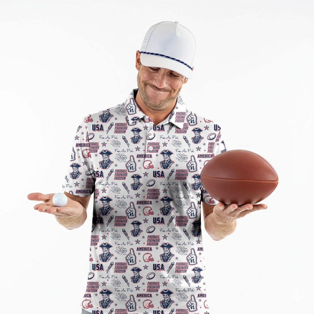 Revolutionary War Soldier Red White Blue Sport Polo, American Football League Gift Ideas For Football Fans