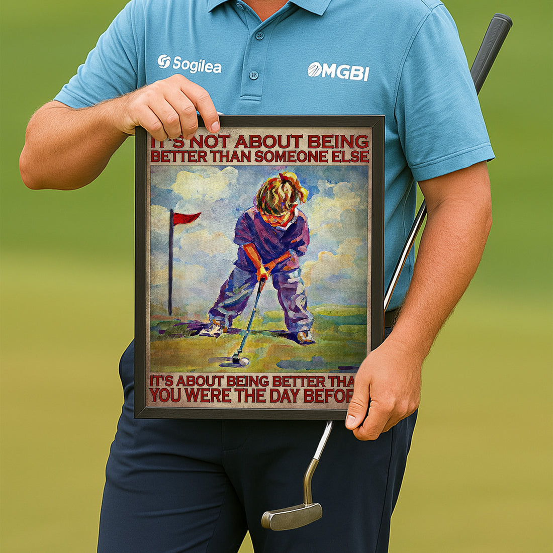 It's Not About Being Better Than Someone Else Canvas Wall Art, Golf Decor, Gift For Golf Lovers