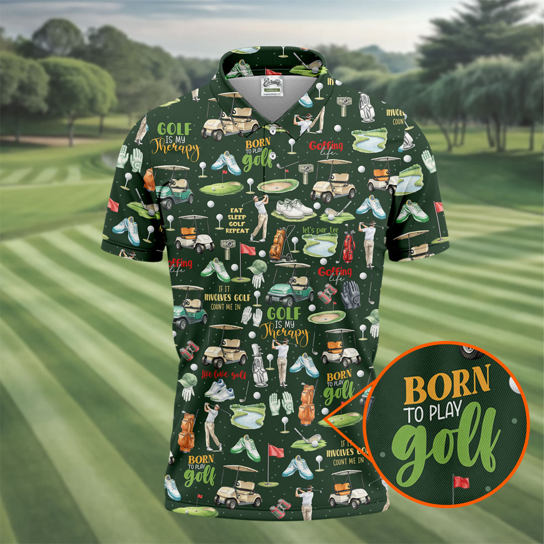 Born To Play Golf Let's Par Tee Green Golf Shirt, Men's Funny Golf Shirts, Golf Shirts For Men, Polo For Men