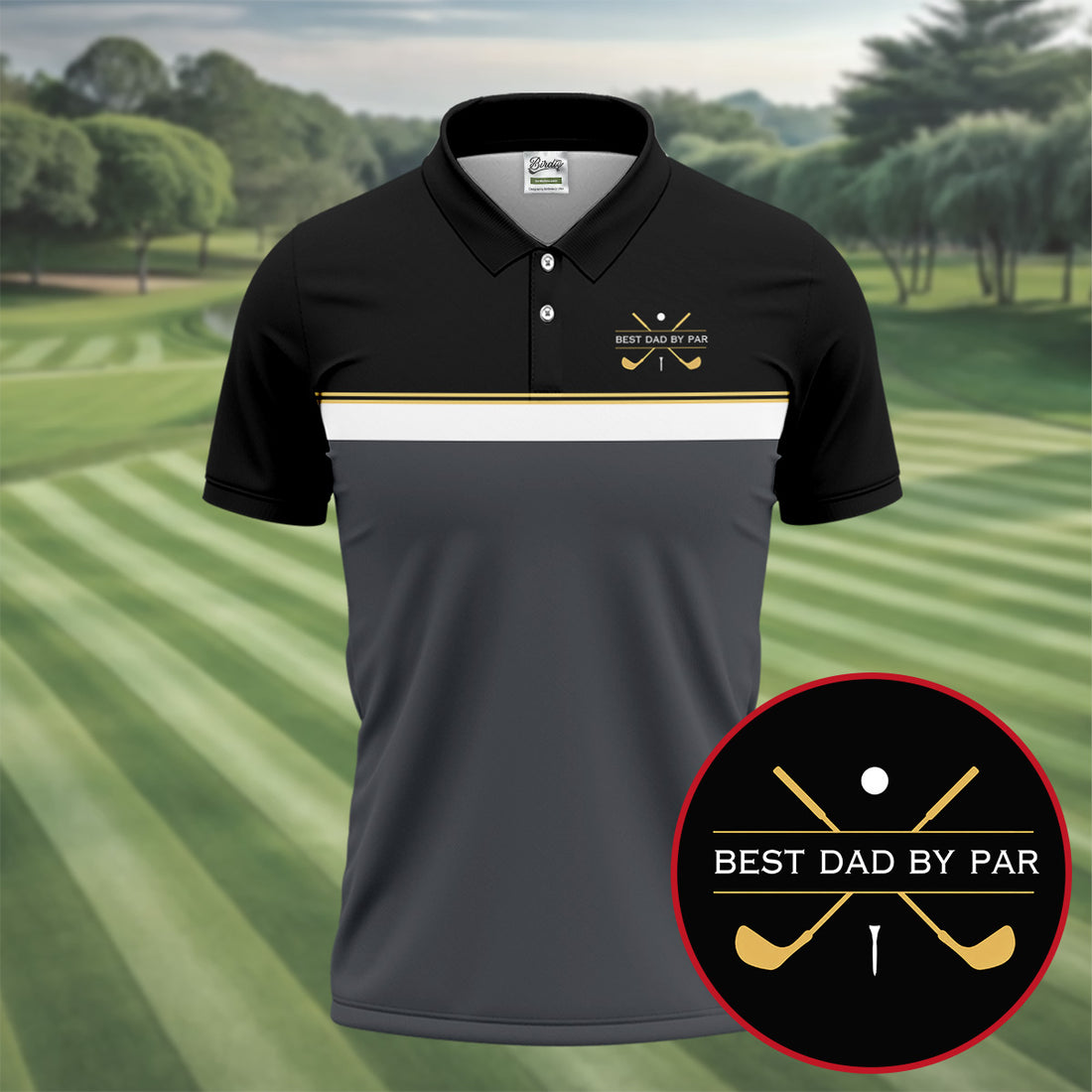 Best Dad By Par Black And Grey Dad Golf Shirt, Father's Day Golf Gift, Polo Shirts For Men