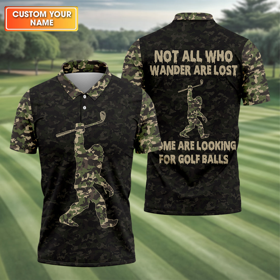 Funny Bigfoot Men's Golf Polo Shirt, Mens Golf Shirt, Funny Golf Shirt, Gift For Golfers