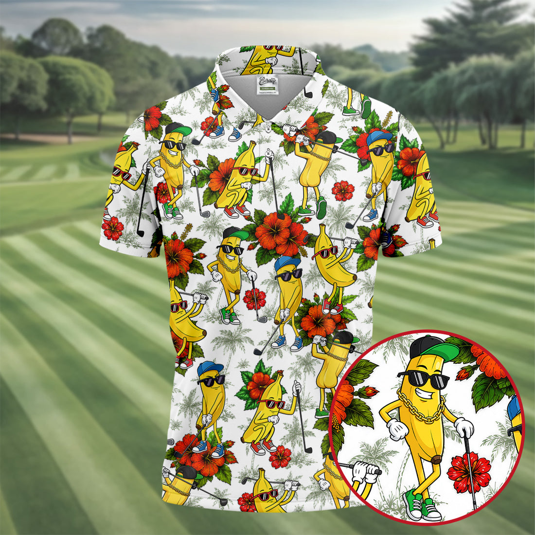 Funny Banana Golfer Hawaiian Golf Polo Shirt, Golf Shirts For Men, Mens Golf Apparel