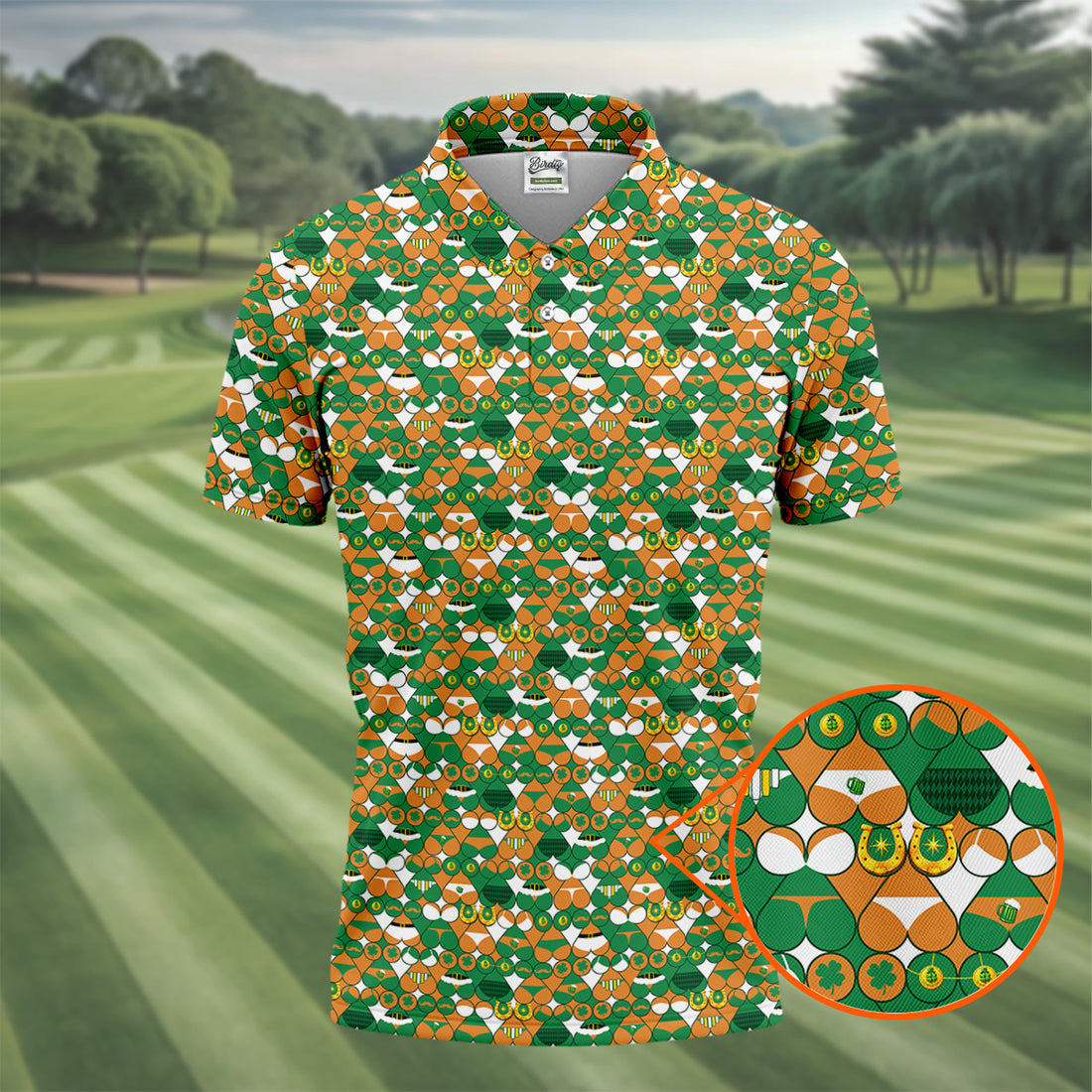 Naughty Fun Adult Humor St Patrick's Day Golf Shirt, Green Orange White Polo Shirts For Men
