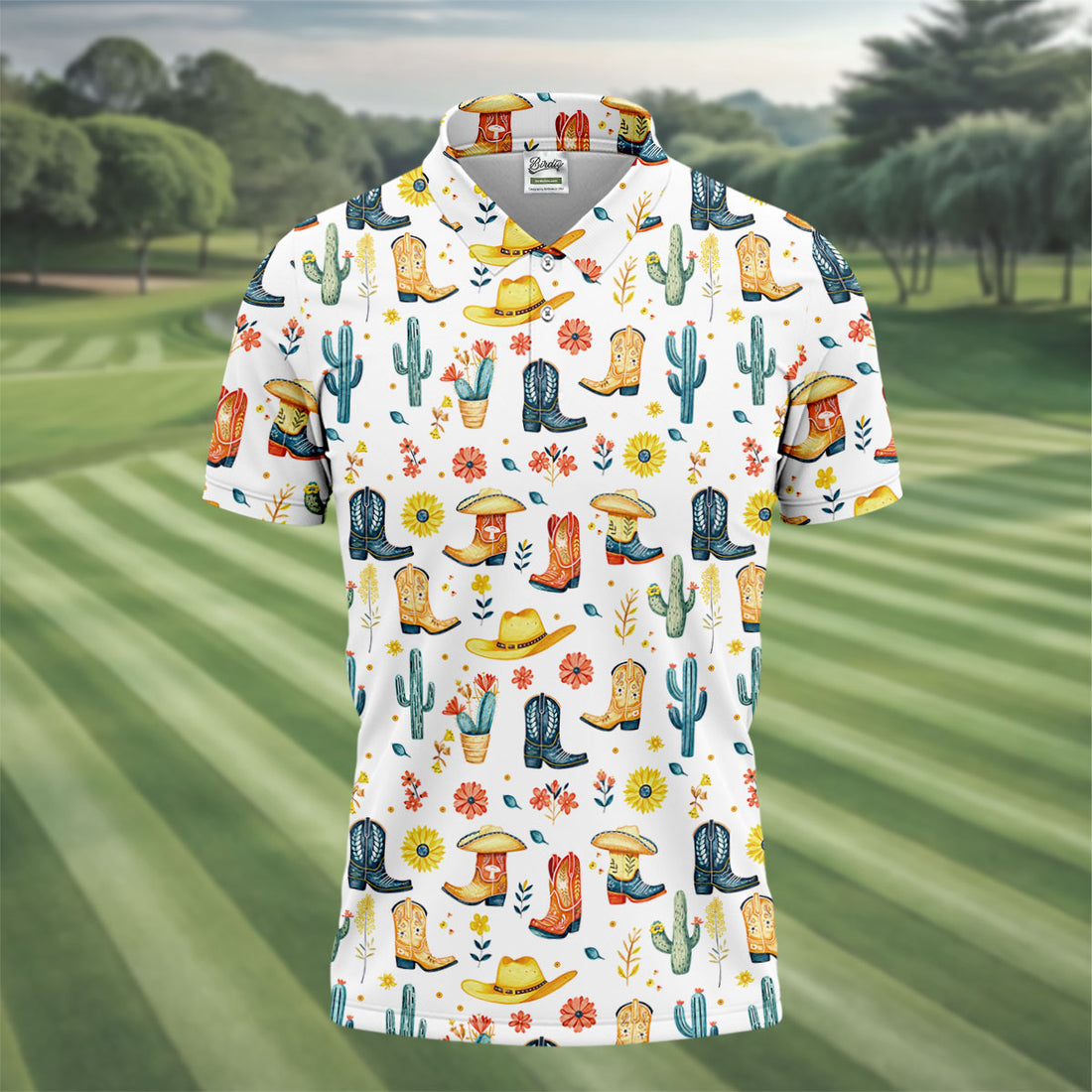 Cowboy Boots Pattern Hawaiian Golf Shirt, Wild Western Men's Golf Shirt, Polo Shirts For Men