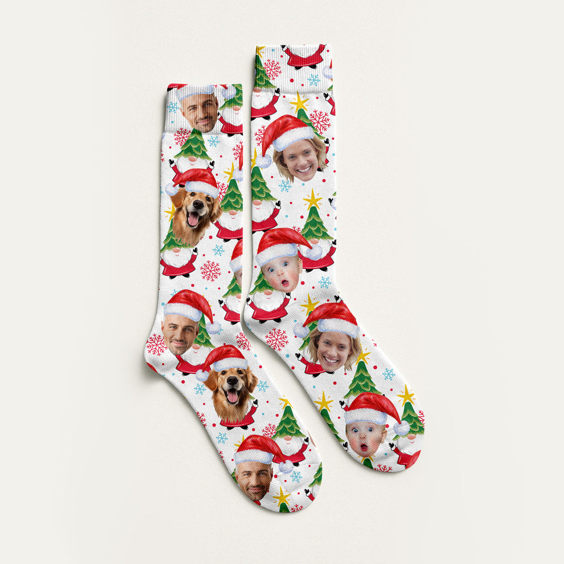 Custom Face Cute Christmas Gnome White Golf Socks, Christmas Golf Gift, Custom Golf Accessories