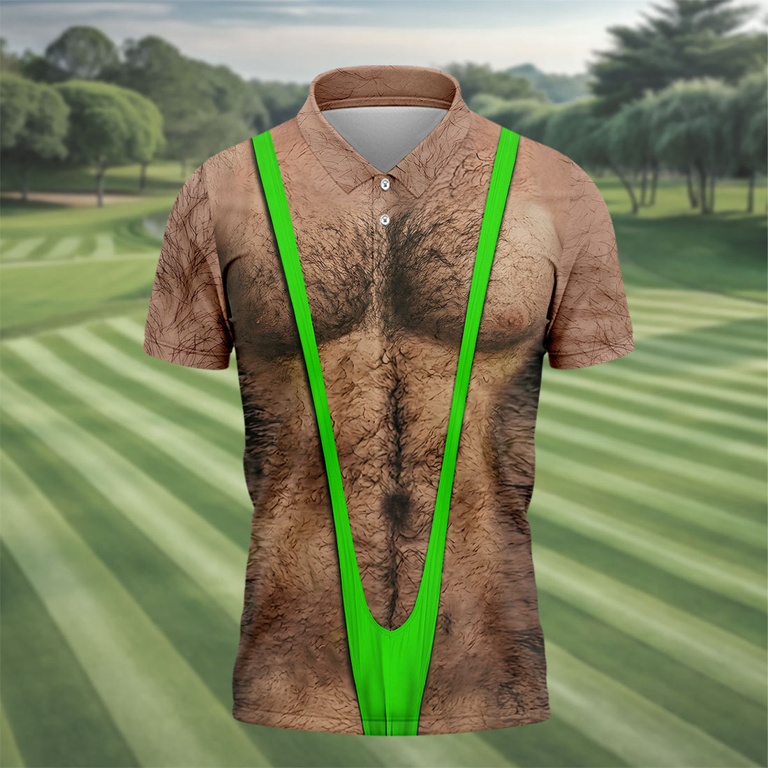 Funny Hairy Chest Green Suspender Golf Shirt, Funny Golf Shirt, Men's Golf Shirt, Polo Shirts For Men (Copy)