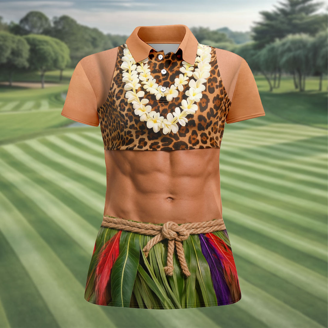 Hawaiian Hula Costume Muscle Polo Shirt, Women's Summer Shirts, Funny Shirts For Women