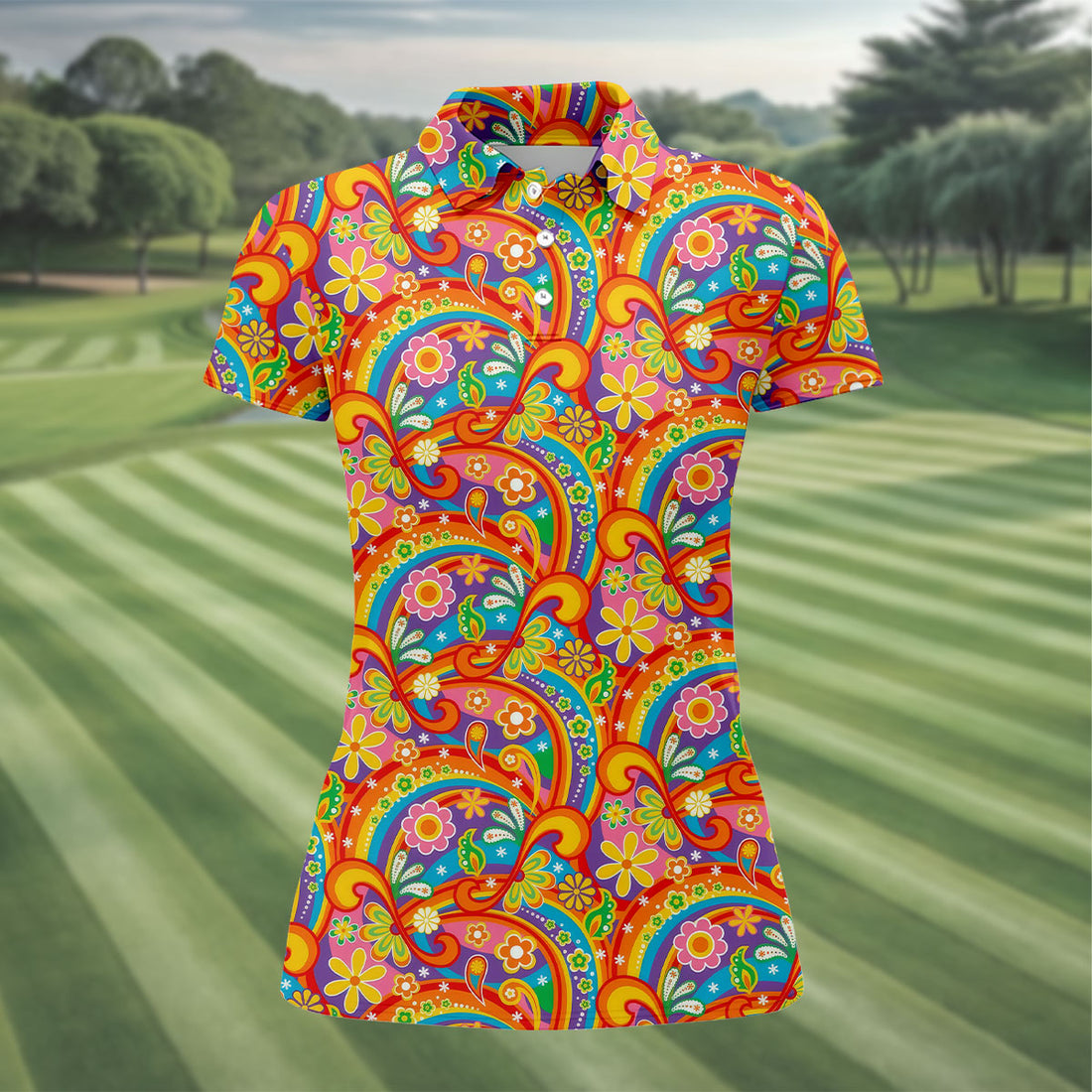 Rainbow Floral LGBT Support Hawaiian Golf Shirt, Retro Golf Shirt, Women's Golf Tops