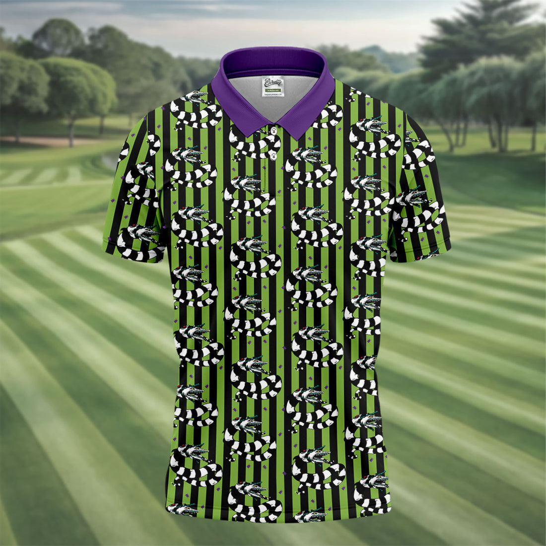 Beetle Stripe Snake Halloween Golf Polo Shirt for Men, Golf Polo Shirts For Men, Printed Golf Shirts