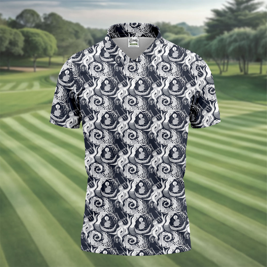 Ghostly Octopus Hawaiian Golf Shirt, Retro Golf Shirt, Halloween Golf Shirt, Polo Shirts For Men