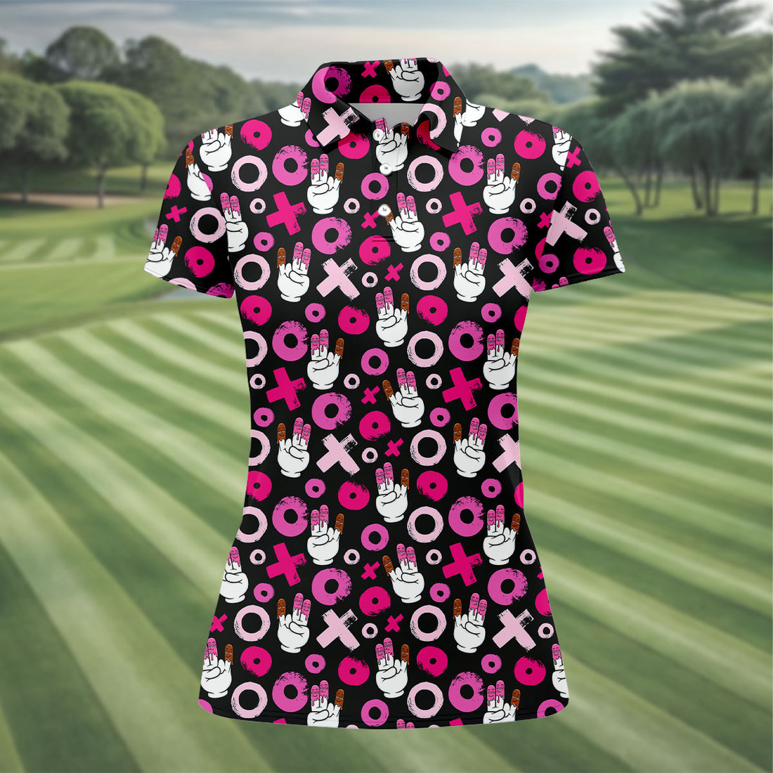 Chocolate Fingers Adult Humor XOXO Fun Women's Golf Shirts, Valentines Golf Gift, Women's Golf Tops