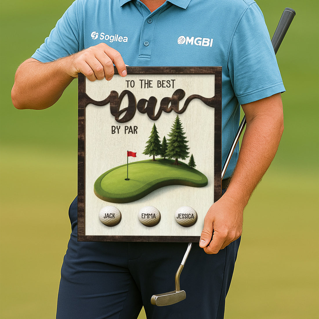 To The Best Dad By Par Custom Golf Wood Sign, Golf Wall Art, Dad Golf Gifts