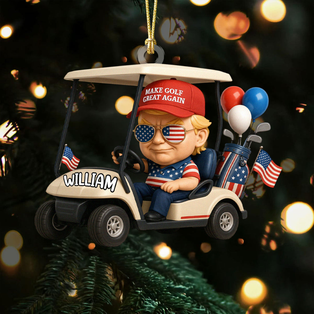 Donald Trump Make Golf Great Again Acrylic Ornaments, Golf Christmas Gifts, Funny Golf Presents