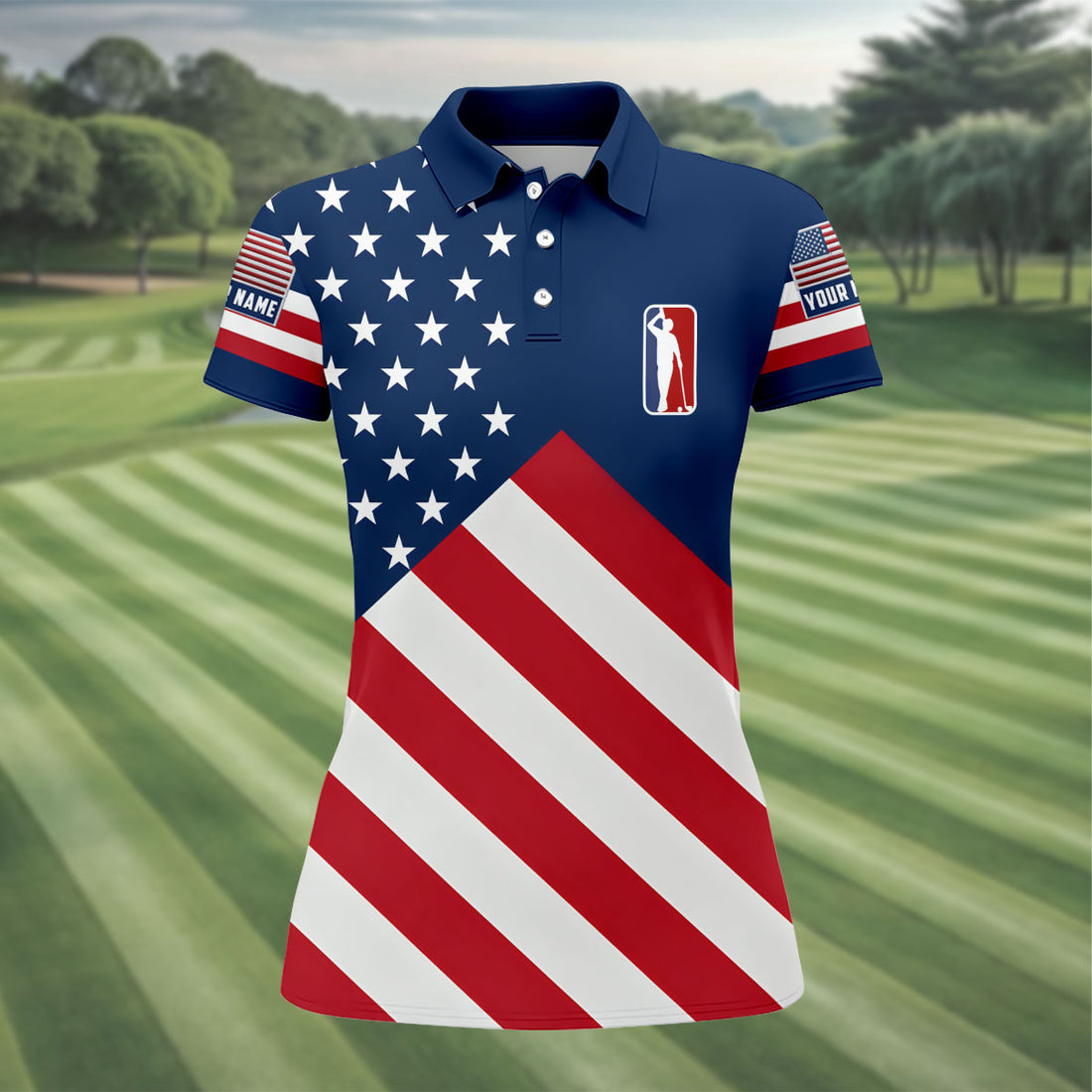 American Flag Golf Polo Shirt, 250 Years USA Patriotic Golf Shirt, 4th Of July Golf Shirt, Golf Tops For Women, Golfing Apparel