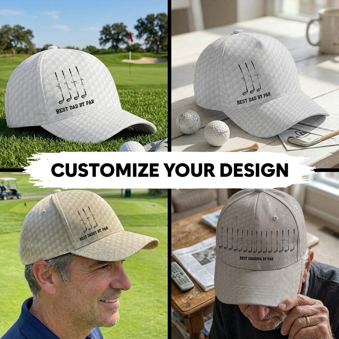 Best Dad By Bar Classic Cap, Vintage Golf Hats, Golf Cap, Golf Gift For Dad, Father's Day Golf Gift