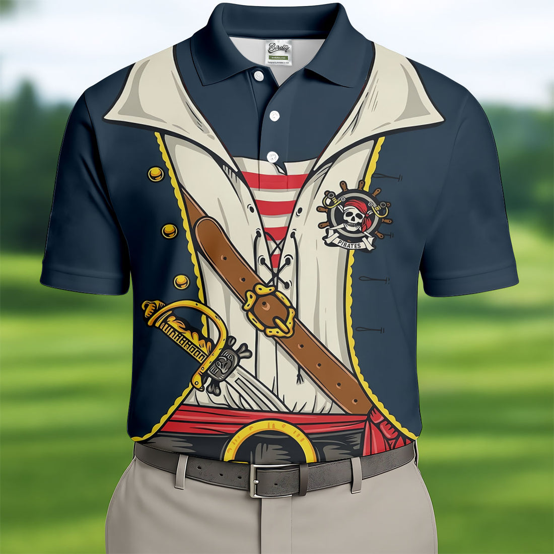 Funny Pirate Costume Hawaiian Golf Shirt, Men's Golf Shirt, Polo Shirts For Men