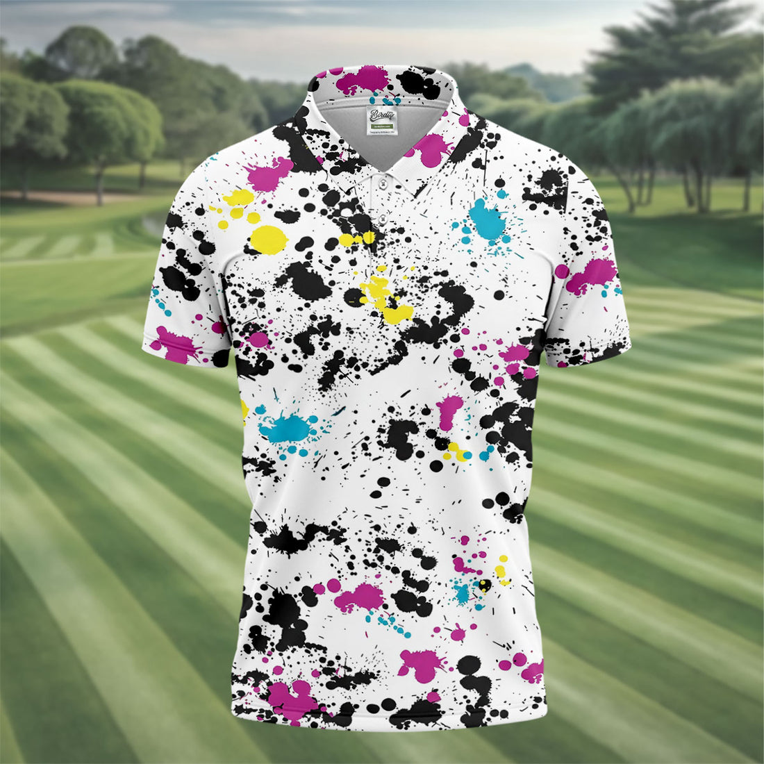 Colorful Paint Splatter Golf Shirt, Men’s Golf Shirt, Polo Shirts For Men, Hawaiian Golf Shirt
