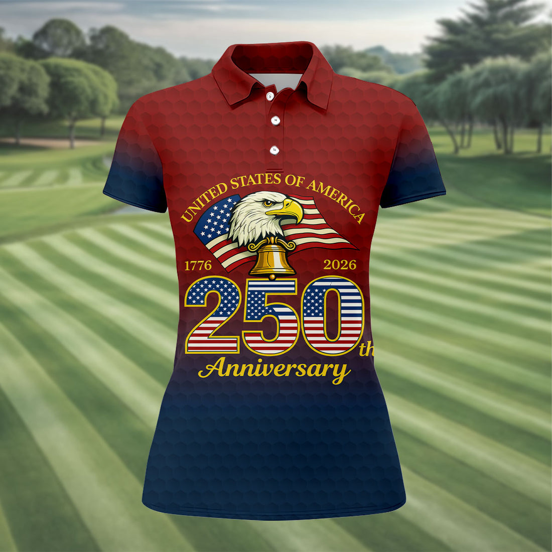 USA 250th Anniversary Eagle Women's 250 Years USA Patriotic Golf Shirt, 4th of July Golf Shirt
