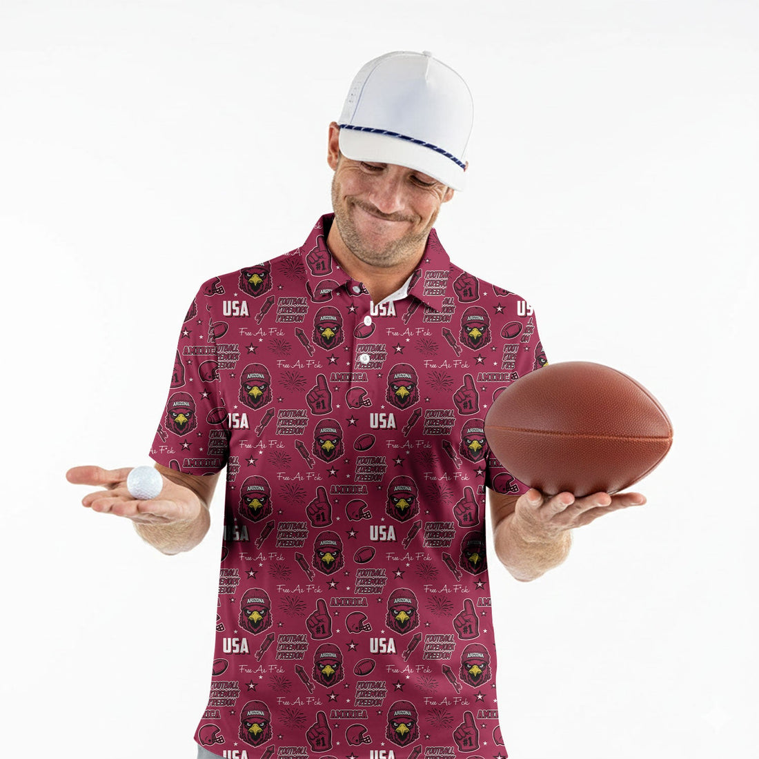 Red Cardinal Black White Yellow Sport Polo, American Football League Gift Ideas For Football Fans