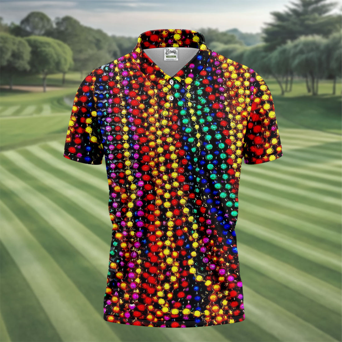 Colorful Beads Mardi Gras Golf Shirt, Golf Tops For Men, Polo Shirts For Men, Golf Shirts For Men