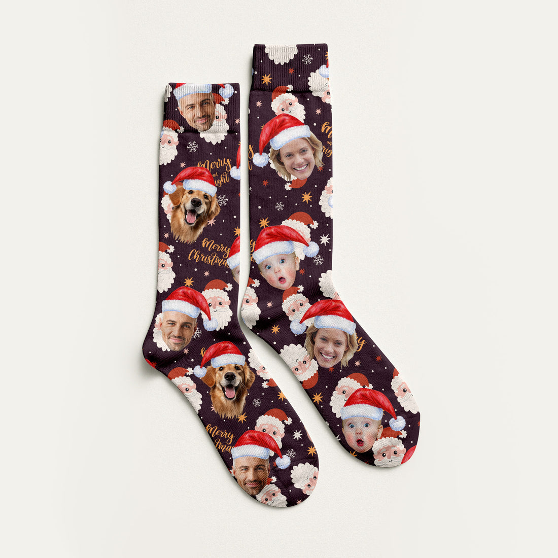 Custom Face Merry Christmas Santa Golf Socks, Christmas Golf Gift, Custom Golf Accessories