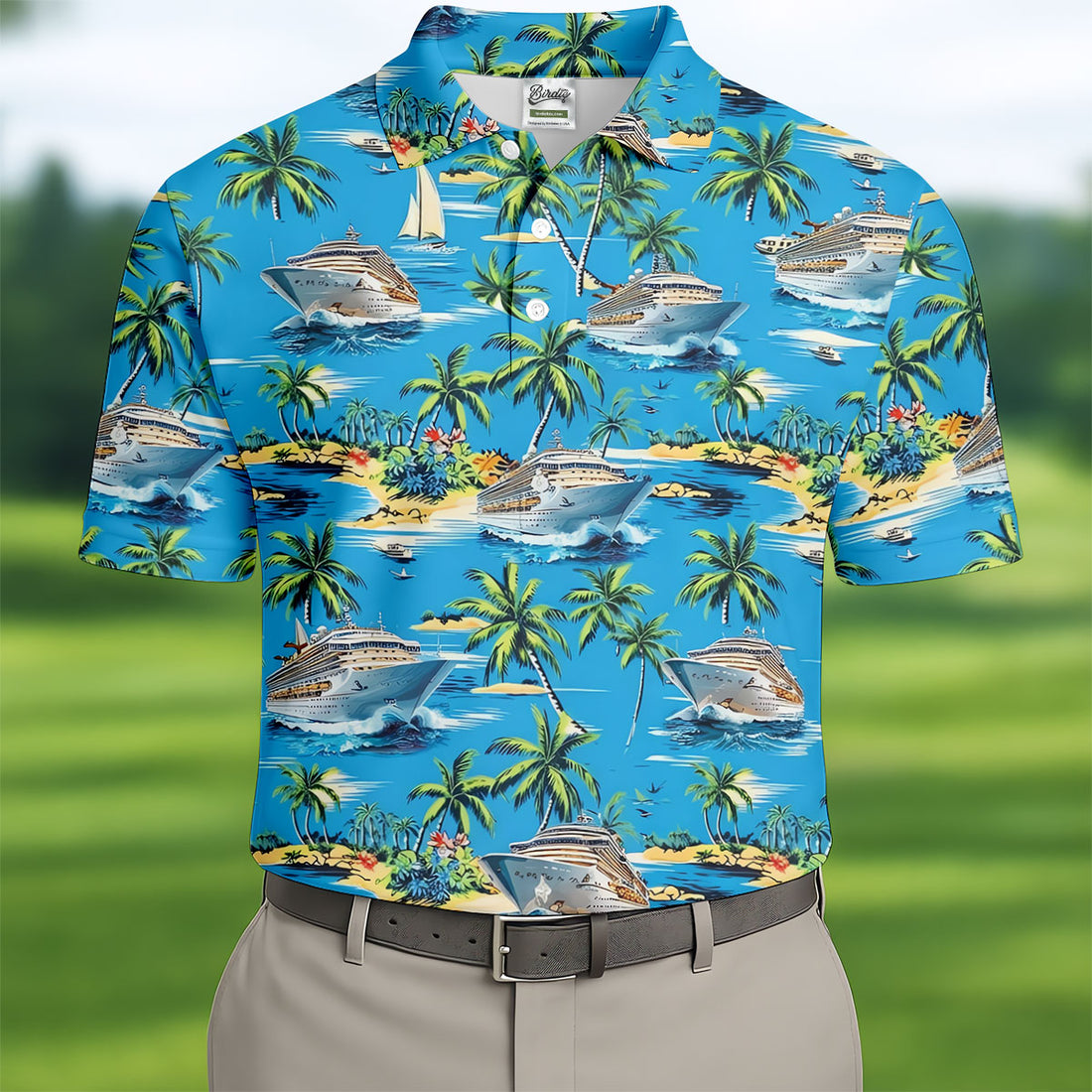 Tropical Cruise Vintage Hawaiian Golf Shirt, Men's Golf Shirt, Polo Shirts For Men