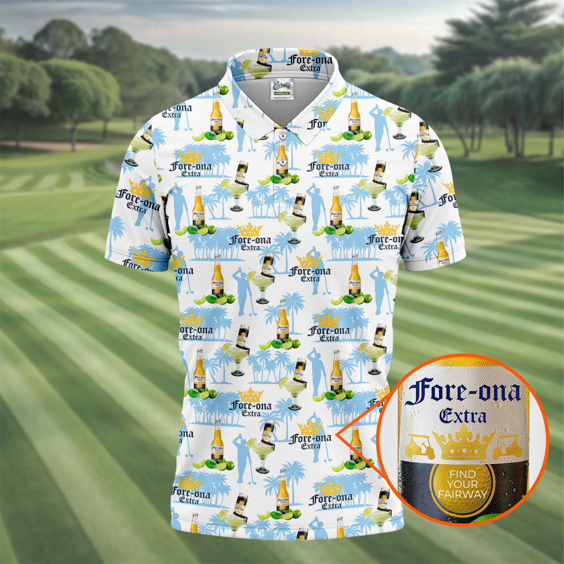 Fore-ona Extra Find Your Fairway Golfer Beer Men's Funny Golf Shirts, Golf Shirts For Men