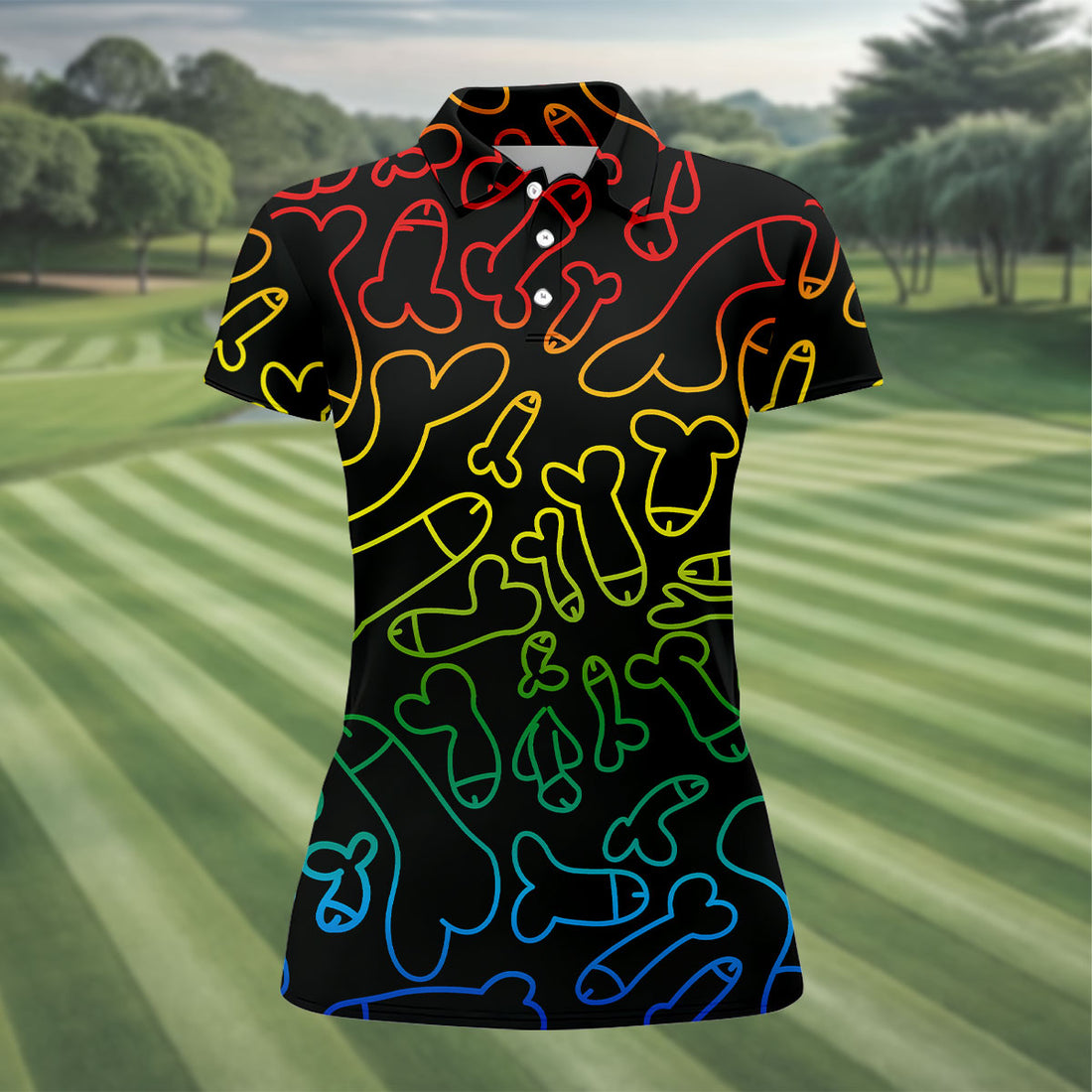 Dirty Humor Black Golf Shirt, Fun Women's Golf Shirts, Golf Gifts For Women, Ladies Golf Shirts