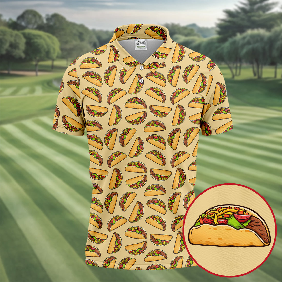 Taco Seamless Pattern Cinco De Mayo Celebration Fiesta Themed Tropical Pattern Golf Shirts For Men