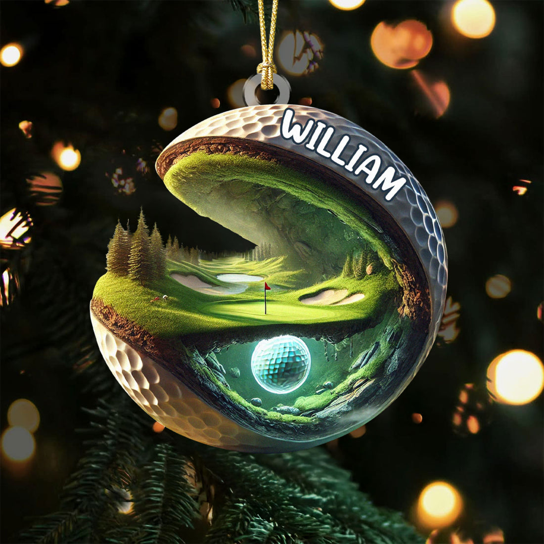 Golf Club 3D Flat Acrylic Ornaments, Golf Xmas Ornaments, Golf Christmas Gifts, Golf Decor