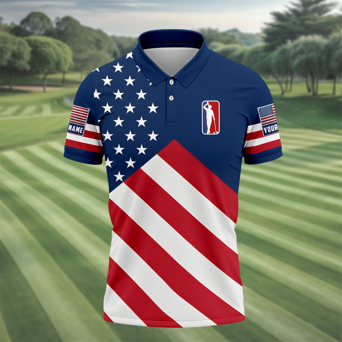 American Flag Golf Polo Shirt, 250 Years USA Patriotic Golf Shirt, 4th Of July Golf Shirt, Golf Shirts For Men