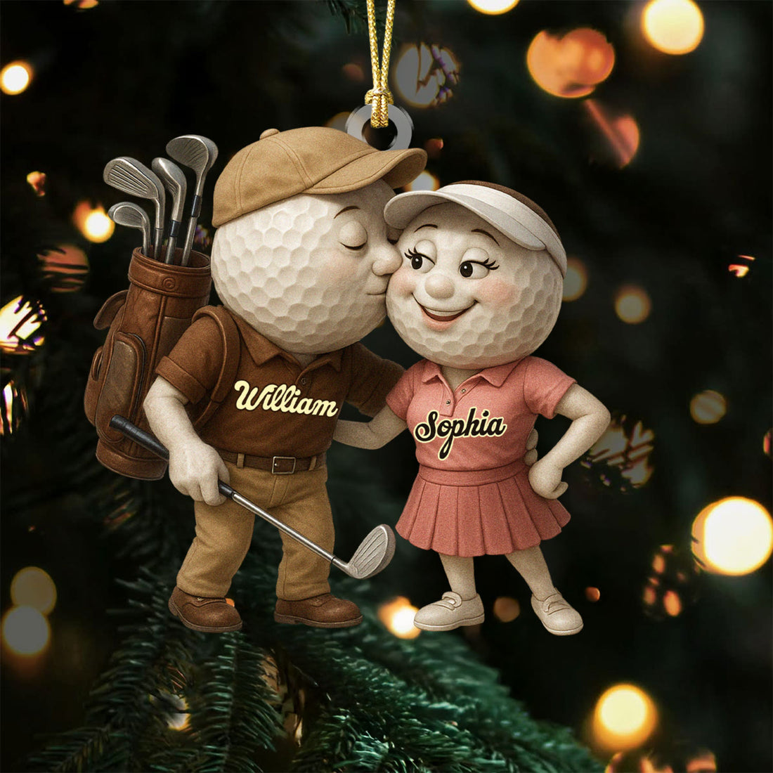 Custom Name Golf Couple Acrylic Ornaments, Golf Christmas Gifts, Christmas Gift Ideas For Couples