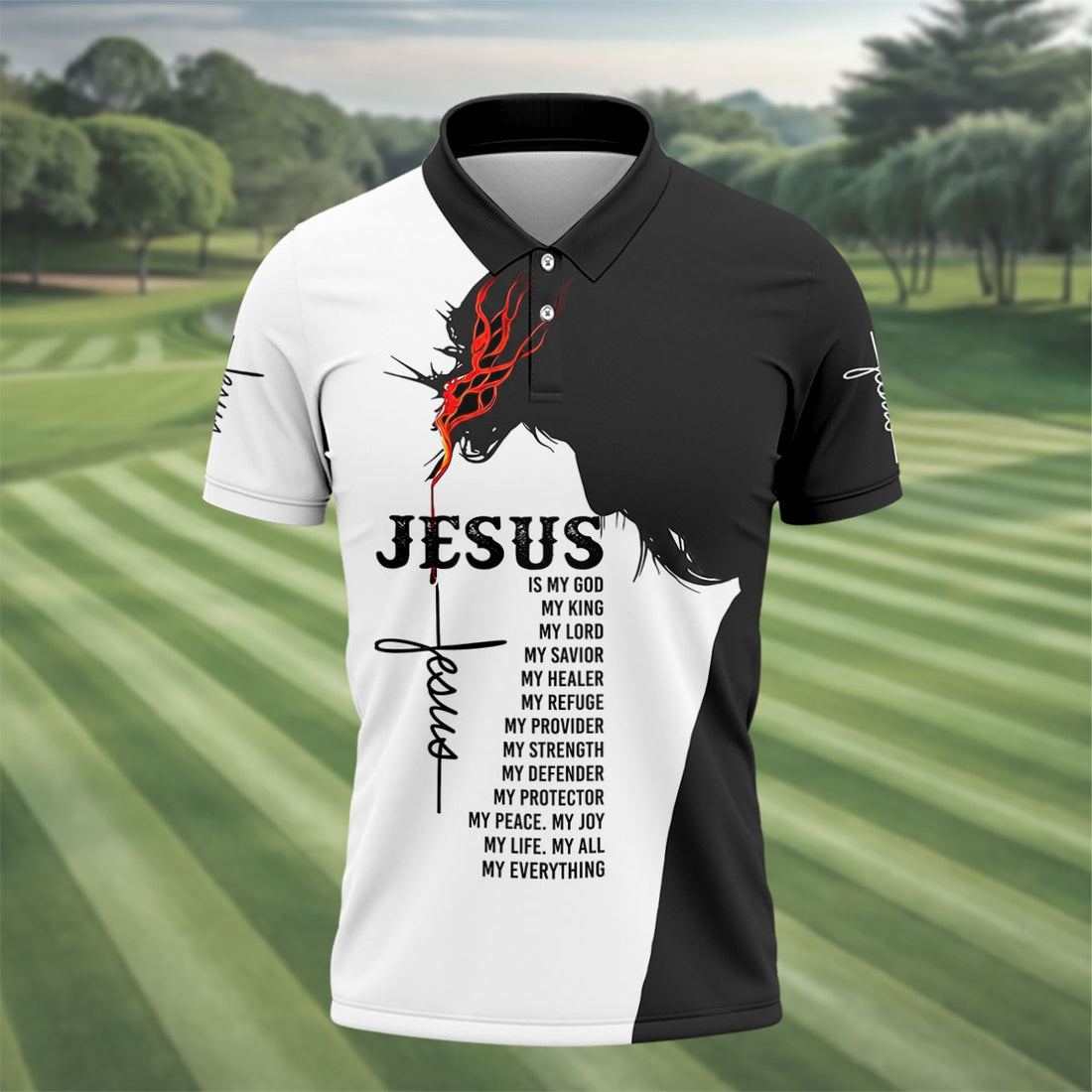 Funny Jesus Is My Everything Horse Polo Shirt, Mens Golf Polo, Printed Golf Shirts