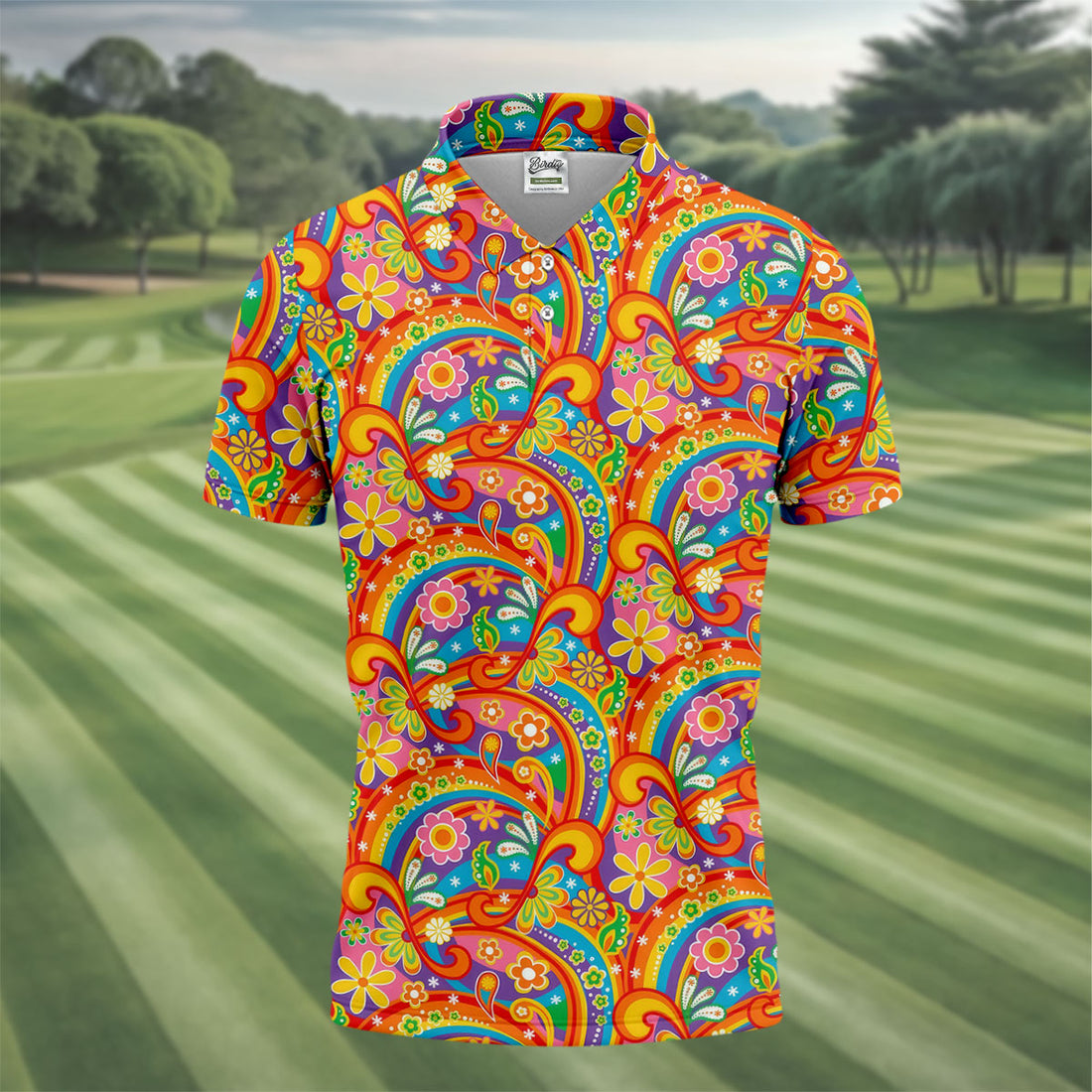 Rainbow Floral LGBT Support Hawaiian Golf Shirt, Retro Golf Shirt, Polo Shirts For Men