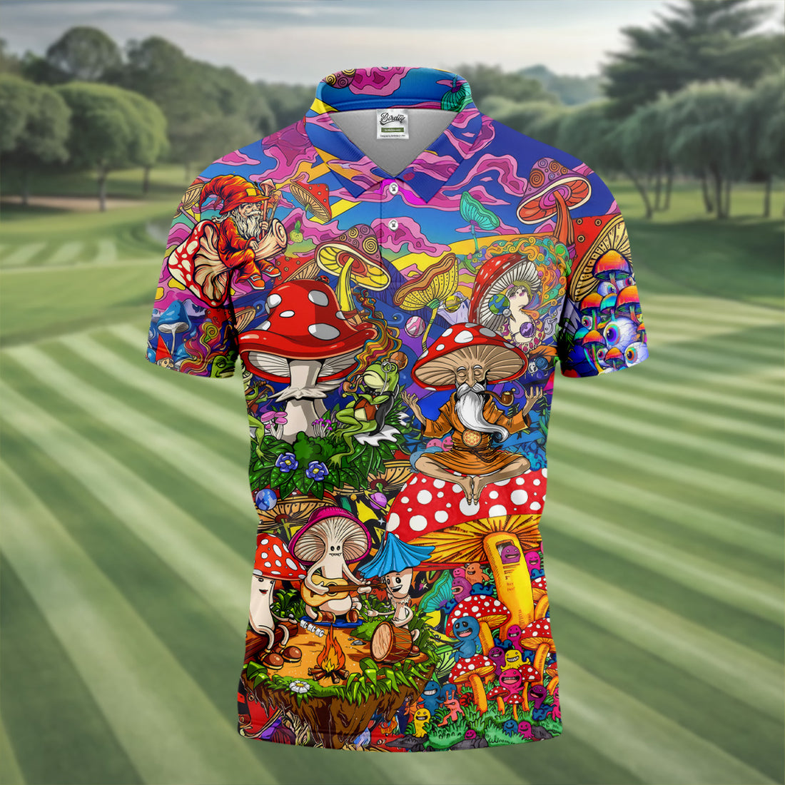 Psychedelic Mushroom Forest Fantasy Golf Polo, Hawaiian Golf Shirt, Golf Polo Shirts For Men