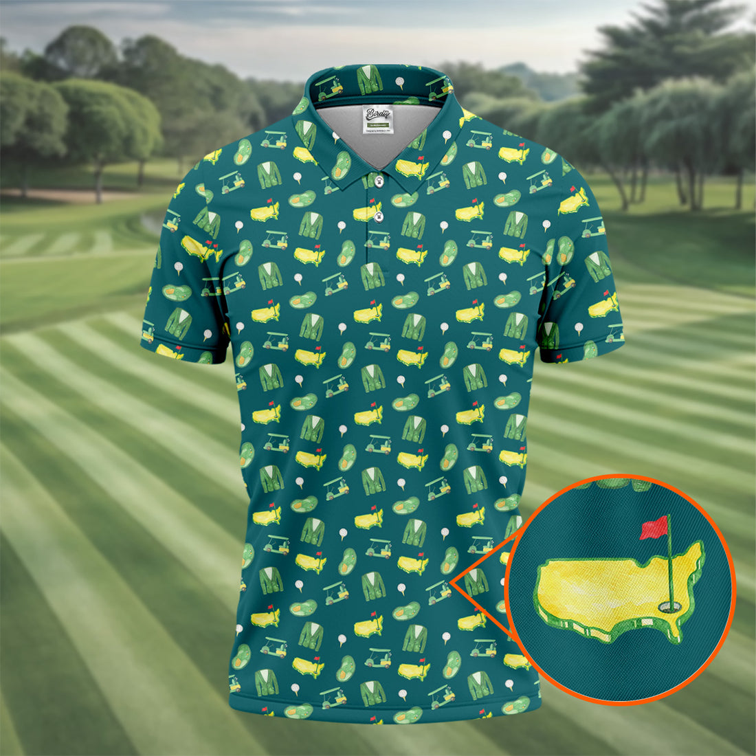 Master Golf Seamless Pattern Green Golf Shirt, Cool Golf Shirt, Polo Shirts For Men, Golf Shirts For Men