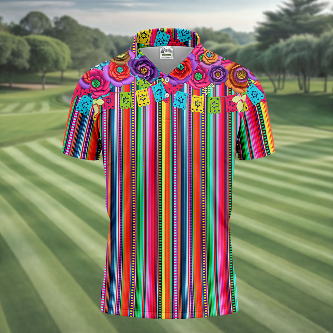 Mexican Serape Pattern Golf Tops For Men, Cinco De Mayo Celebration Golf Shirts For Men