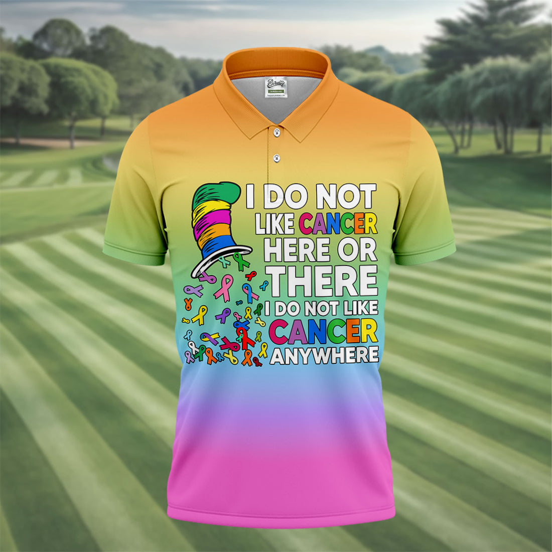 Do Not Like Cancer Anywhere Breast Cancer Polo Shirt, Mens Polo Shirts, Mens Golf Apparel