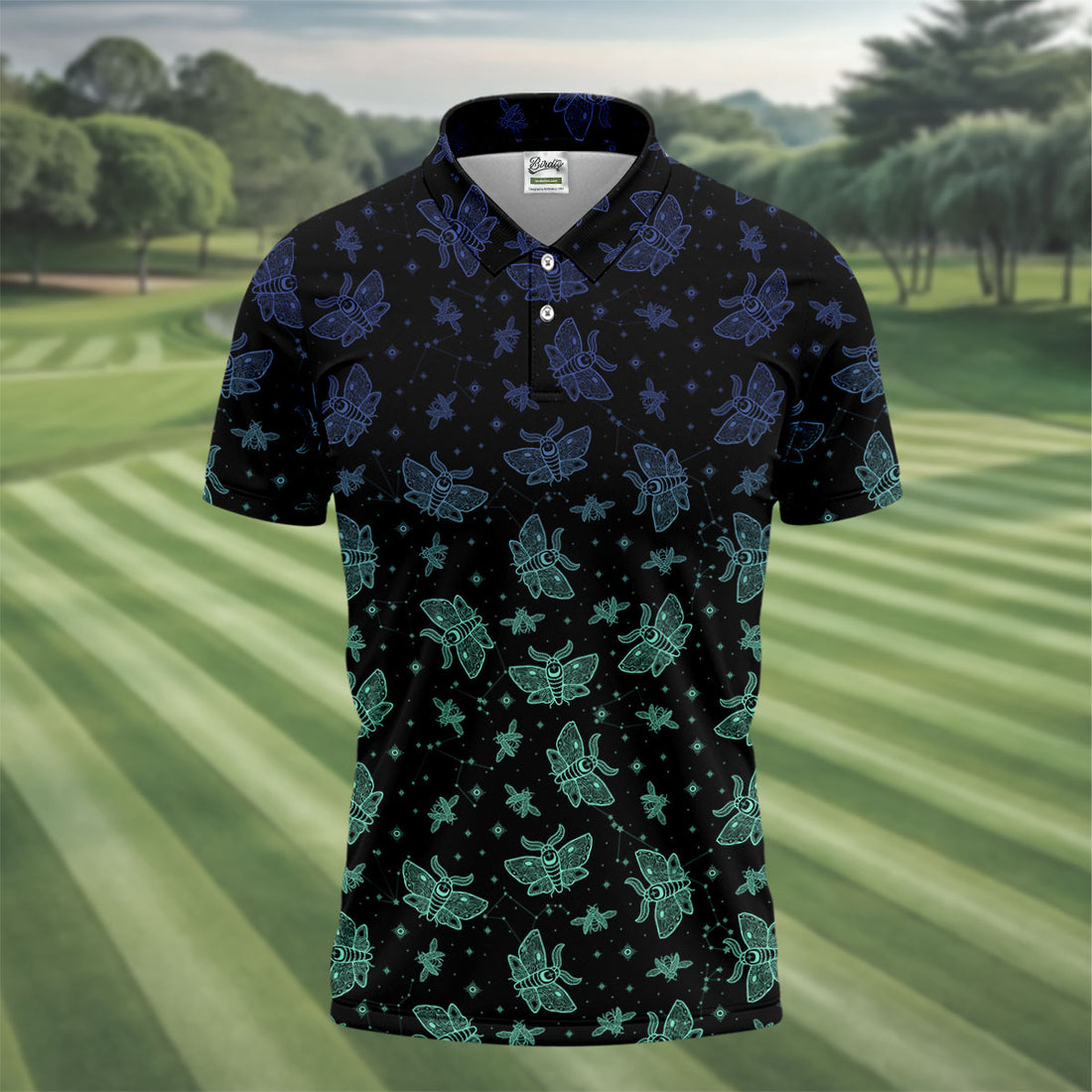 Celestial Moth Hawaiian Golf Shirt, Retro Golf Shirt, Halloween Golf Shirt, Polo Shirts For Men