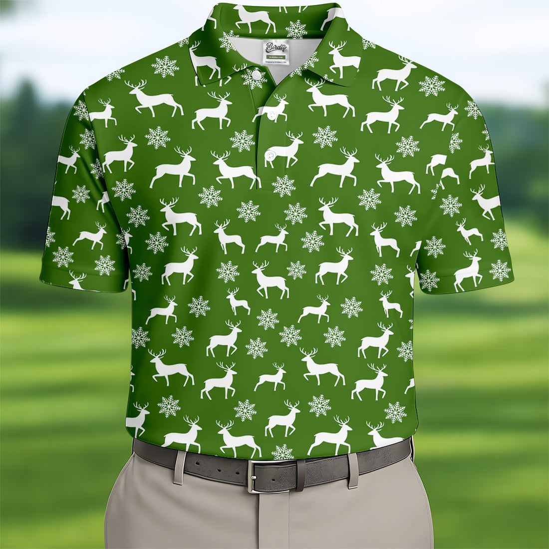 Reindeer Christmas Green Golf Shirt, Christmas Golf Shirt, Polo Shirts For Men, Golf Shirts For Men