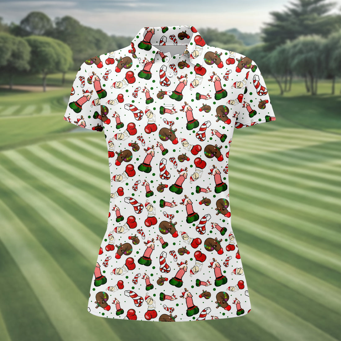 Funny Christmas Women's Golf Tops, Funny Dirty Ladies Golf Polos, Christmas Golf Shirt, Golfing Apparel